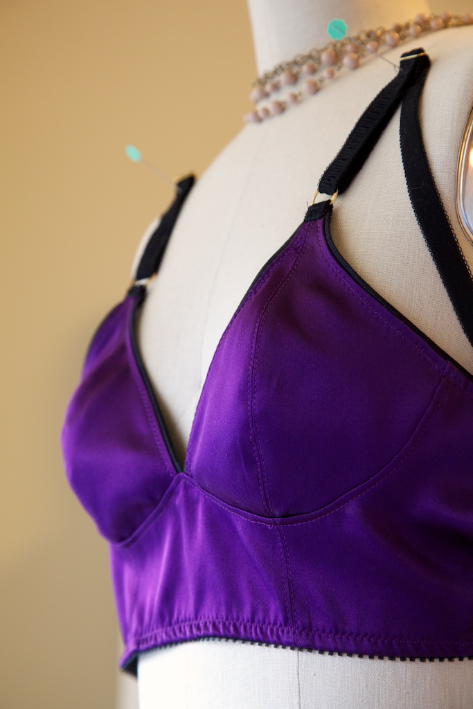 Purple Silk Bralettes - Wire-Free, No Padding - Soft Strokes Silk