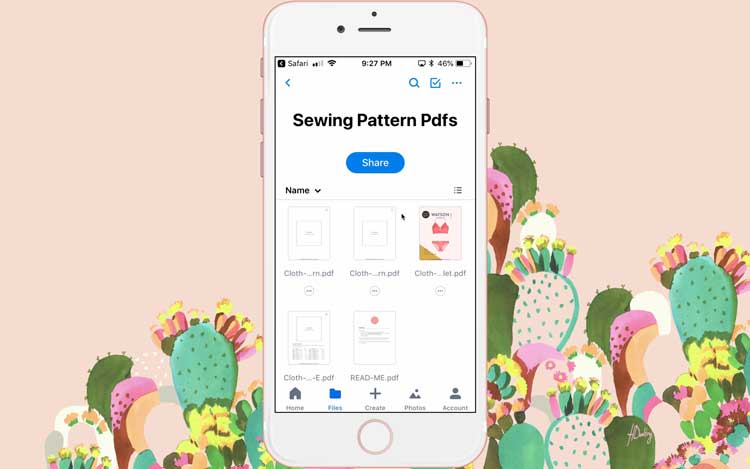 Transfer pdf sewing patterns to Dropbox